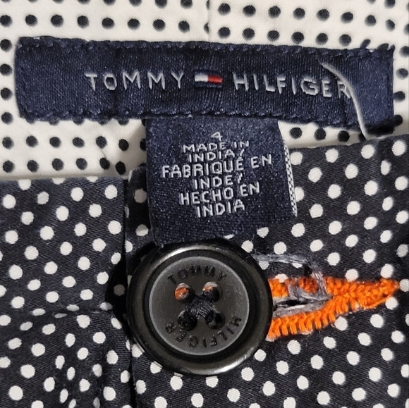 Tommy Hilfiger Polka Dot Black & White Bermuda Shorts 97% Cotton 3% Spandex Sz 4 - Picture 3 of 4